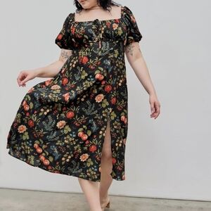 Cider Floral Black Dress